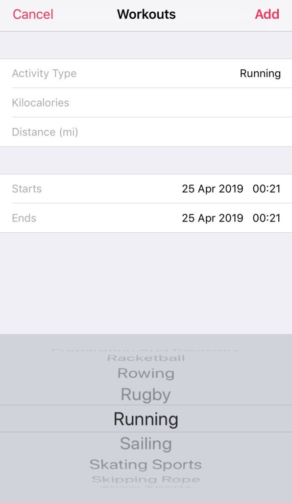 Add Manual Data for Apple Watch Device