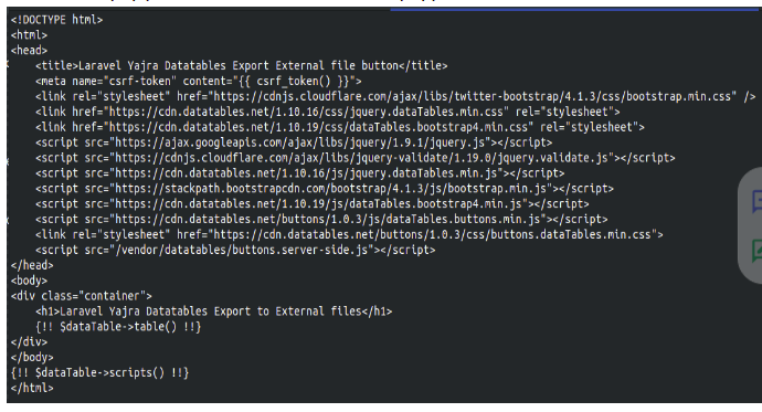 Export data into external files (CSV, Excel, PDF) using Laravel.