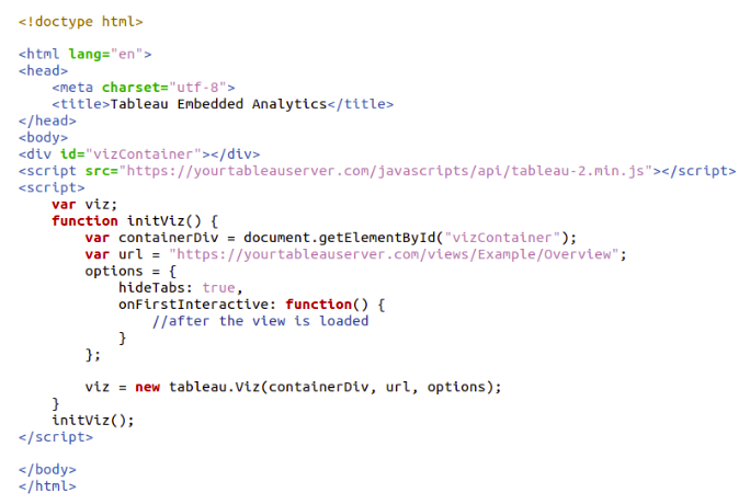 Getting Started with Tableau Embedded Analytics