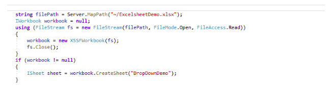 Create the Dropdown list in Excel using NPOI