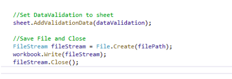 Create the Dropdown list in Excel using NPOI