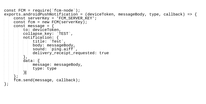 How to send push notifications to android devices in Nodejs 