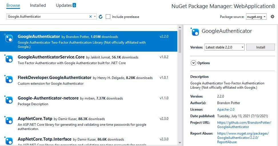 How to integrate Google Authenticator in ASP.Net MVC Project